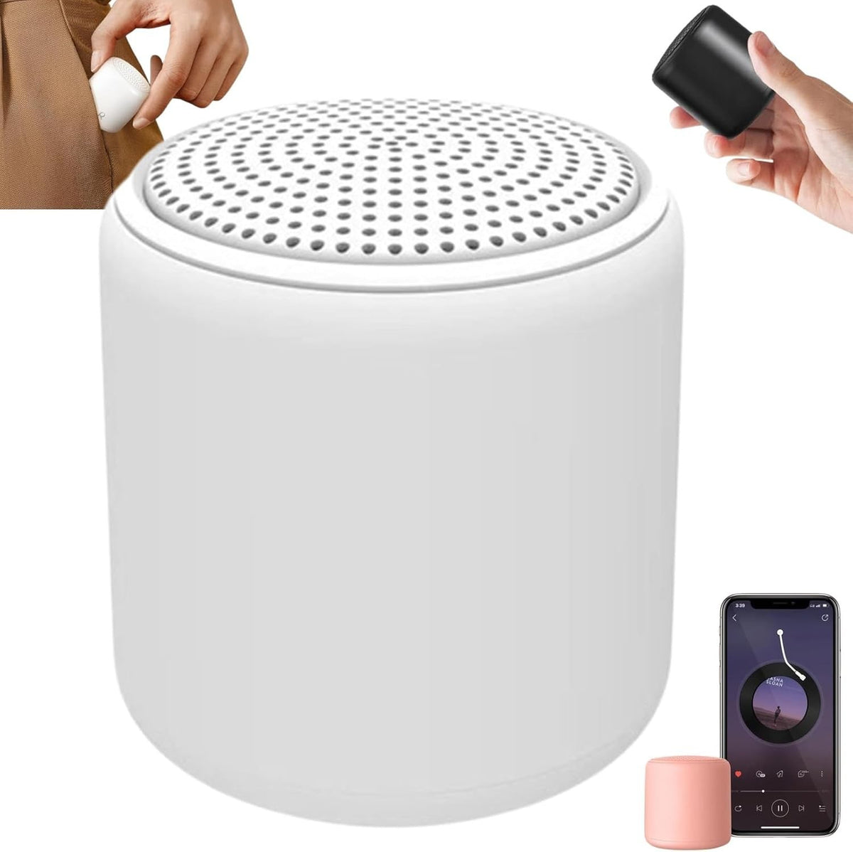 Portable White Noise Sound Machine Bluetooth Travel Speaker White