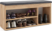 Large Honey Oak Shoe Bench with Cushion Hidden Storage Entryway Seating Unit