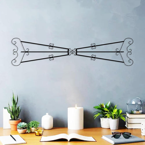 Abstract Metal Wall Art Scroll Modern Minimalist Black Above Door Decor