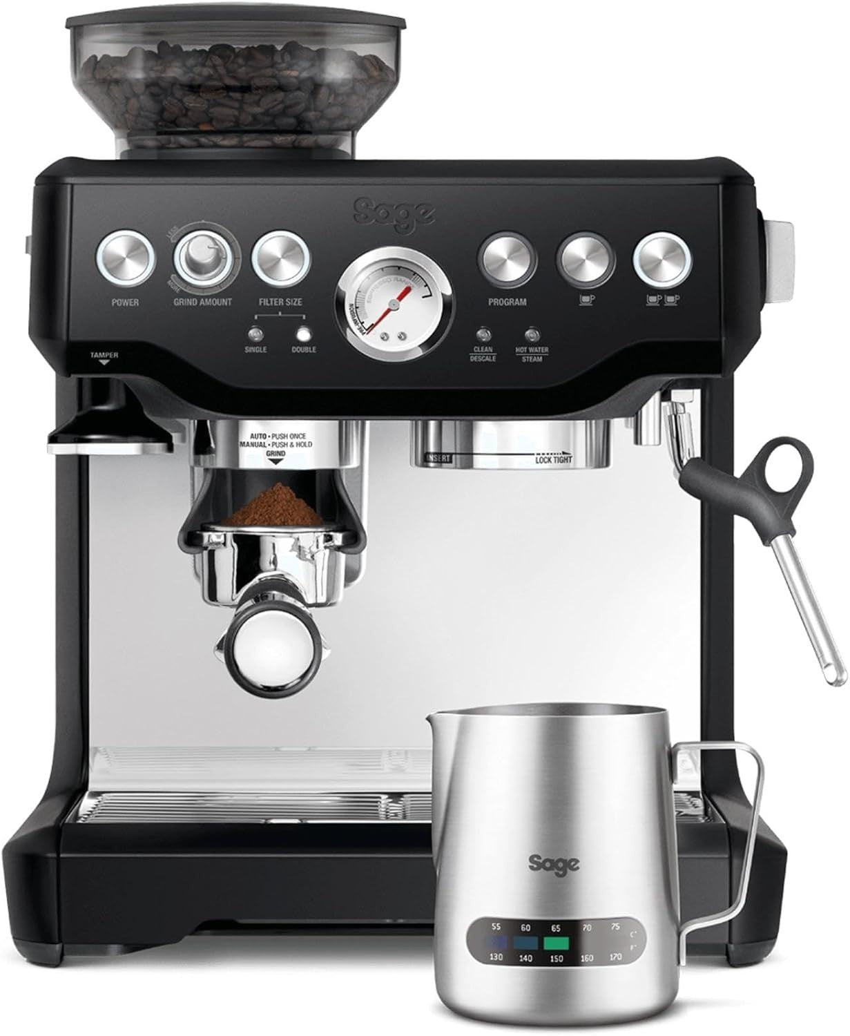Barista Coffee Machine 2L Bean Grinder 15-Bar Pump Steam Wand Black