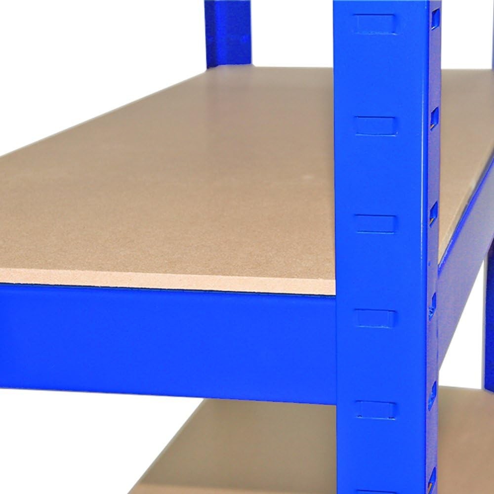 2 T-Rax Heavy Duty Shelving Units + 120cm Workbench Blue Garage Storage Set