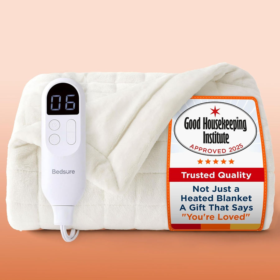 Electric Heated Throw Blanket Quilted Soft 6 Heat Timer Auto Shut Off