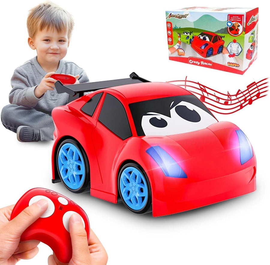 Cartoon RC Car Toy with Lights & Music for Toddlers 1-3 Year Old Boys