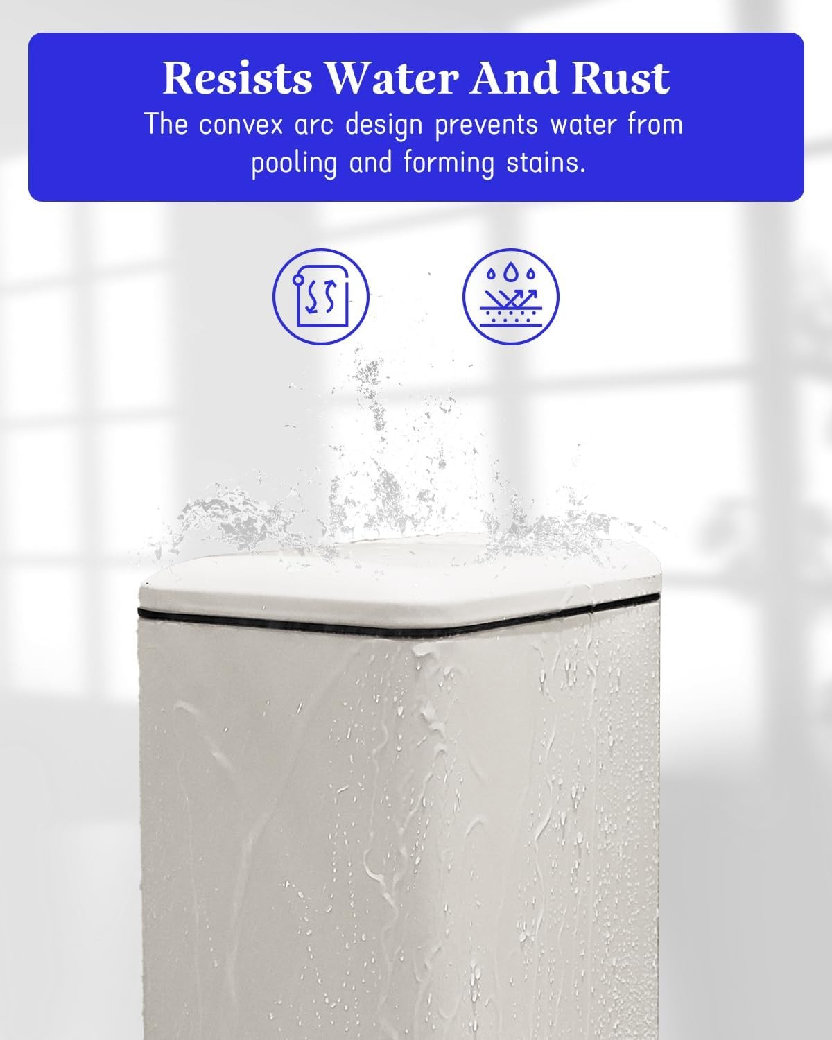 17L White Stainless Steel Pedal Bin Slim Bathroom Soft Close Lid