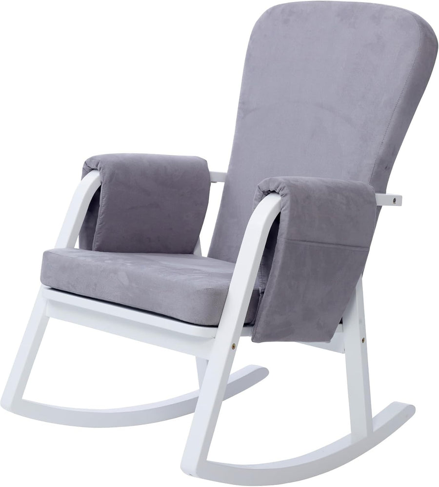 Compact Comfortable Rocking Chair with Padded Support & Side Pockets