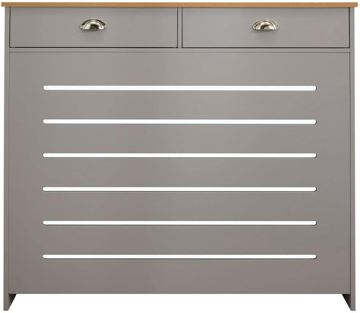 Grey Radiator Cover Cabinet with Storage Drawers Modern MDF Unit, Medium