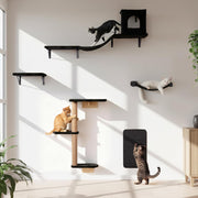 Cat Wall Climbing Set 5in1 Wall Mounted Shelves Scratcher Hammock House