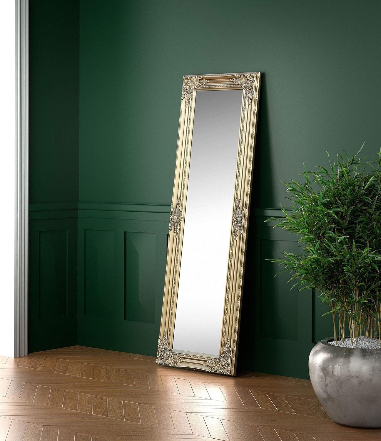 Gold Full Length Wall Mirror 130x40cm – Vintage Frame for Hallway & Bedroom