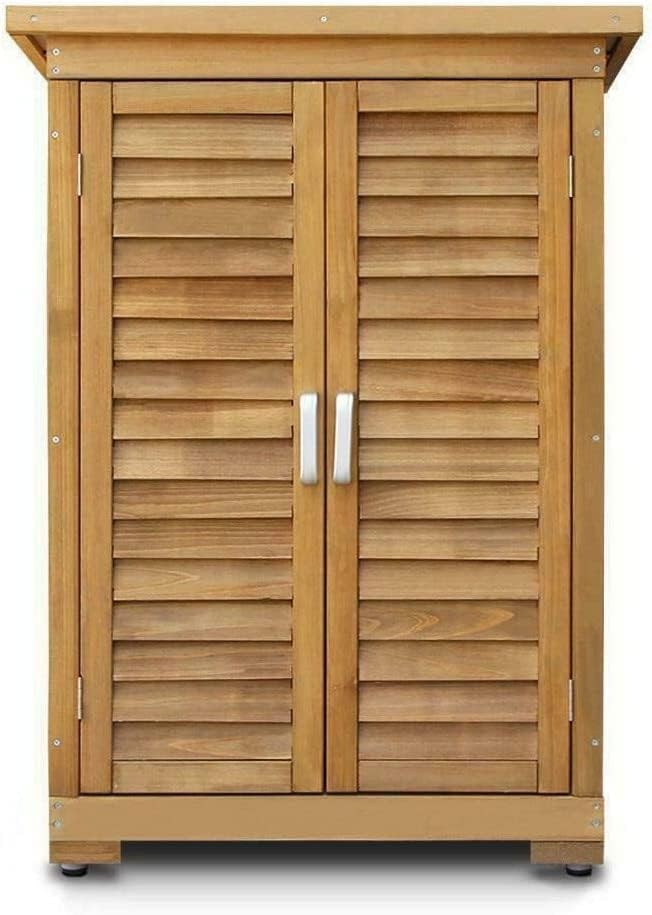 Wooden Garden Tool Shed 69x43x96cm Outdoor Storage Cabinet Natural