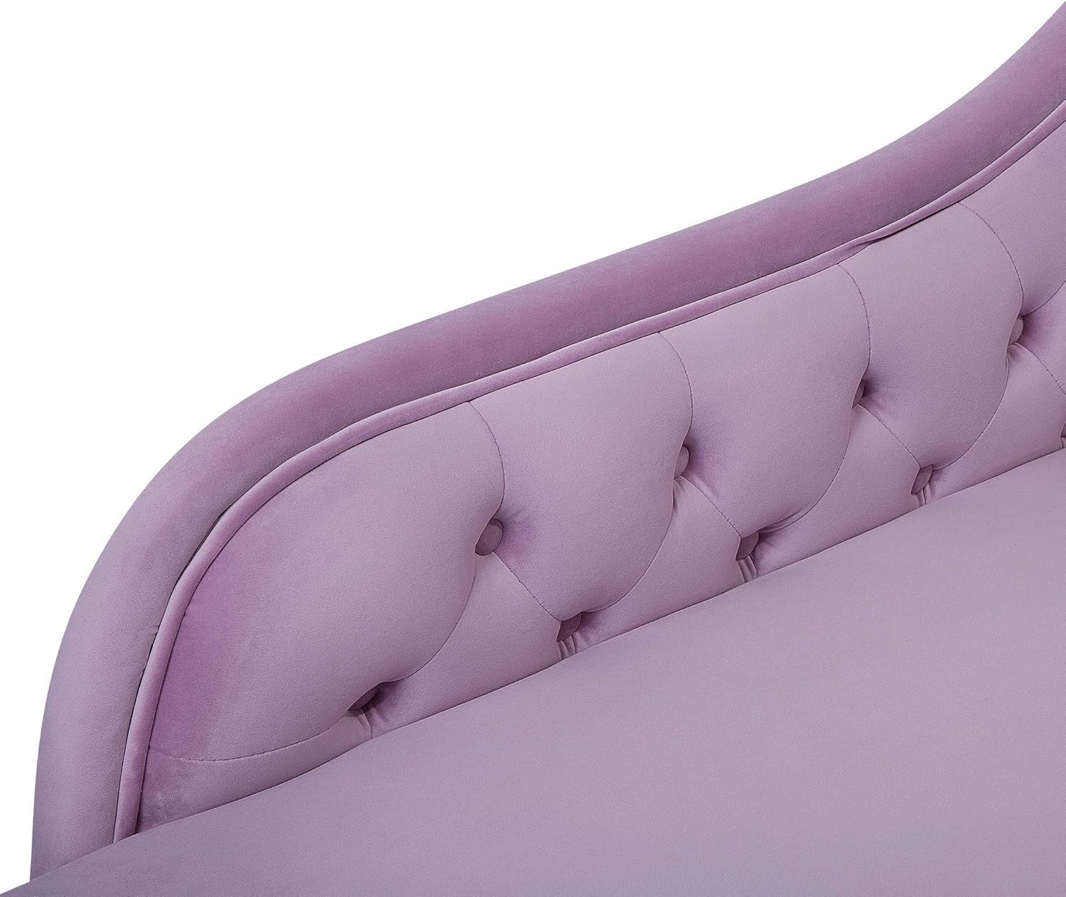 Pink Velvet Right Hand Chaise Lounge Sofa Chesterfield Style Tufted Seat