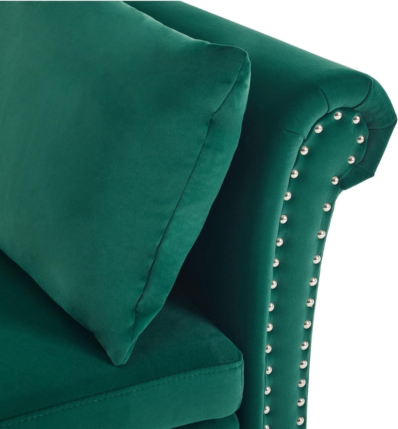 Velvet Chaise Lounge with Storage & Lumbar Pillow, Ergonomic Indoor Sofa Seat