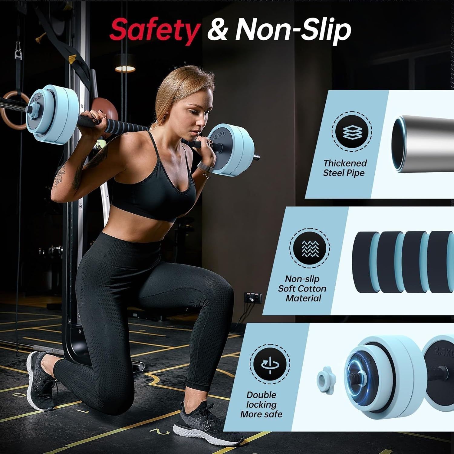 20kg Adjustable Weight Set 4-in-1 Dumbbell Barbell Kettlebell Home Gym