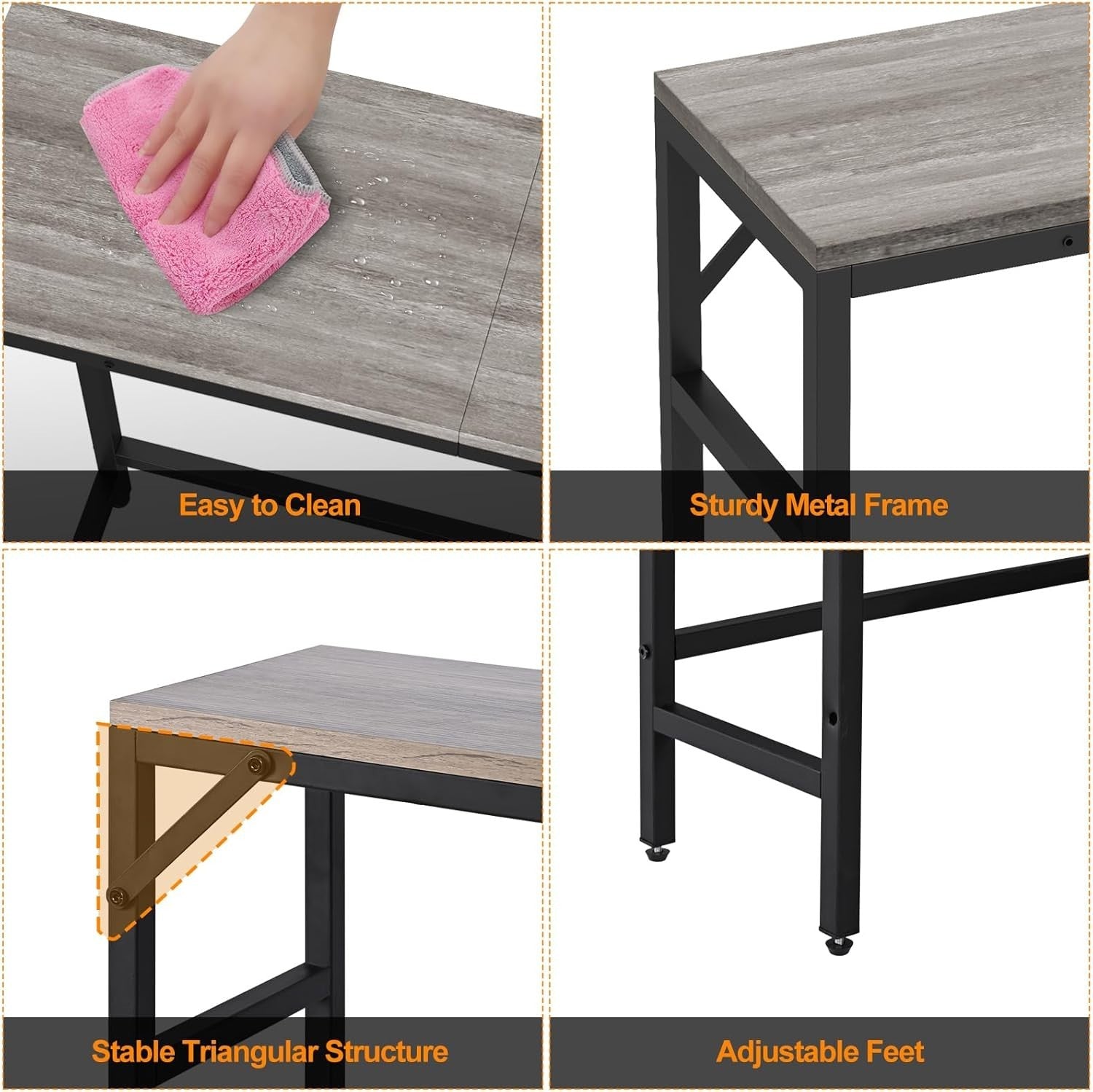 Slim Console Table with Storage Shelf & Support Bars for Entryway