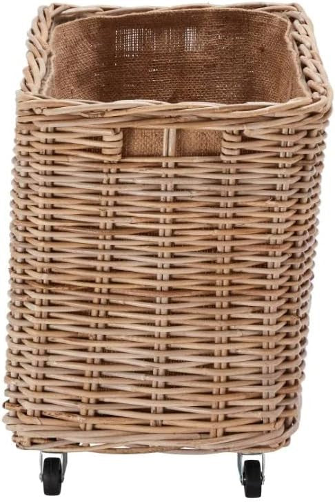 Large Kubu Rattan Laundry Basket on Wheels – Handmade Woven Storage Box 70x44x54