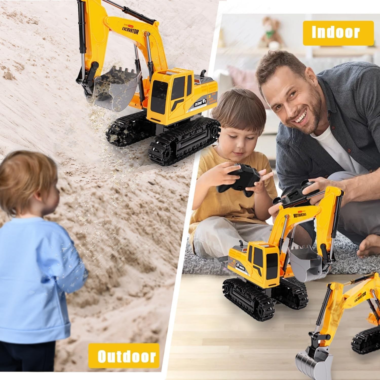 1:24 RC Excavator Toy 4WD Remote Control Construction Digger for Kids