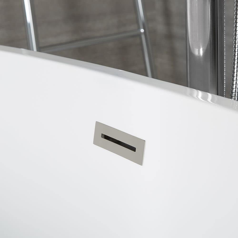White Double Ended Freestanding Oval Bath 1595x740mm Chrome Overflow