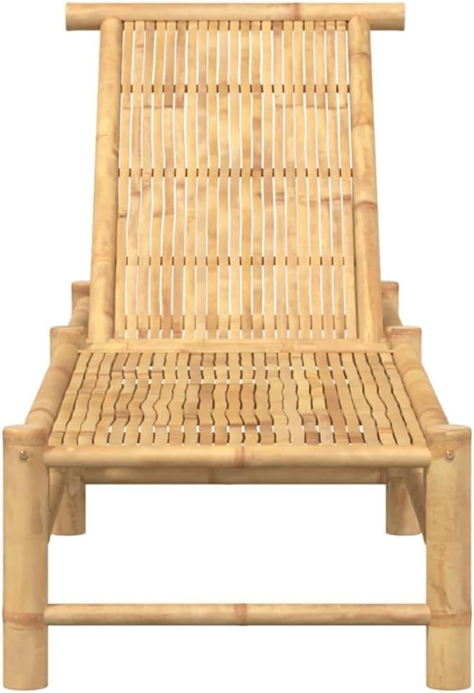 Outdoor Bamboo Sun Lounger 3-Position Adjustable Patio Daybed 199x55x30 cm