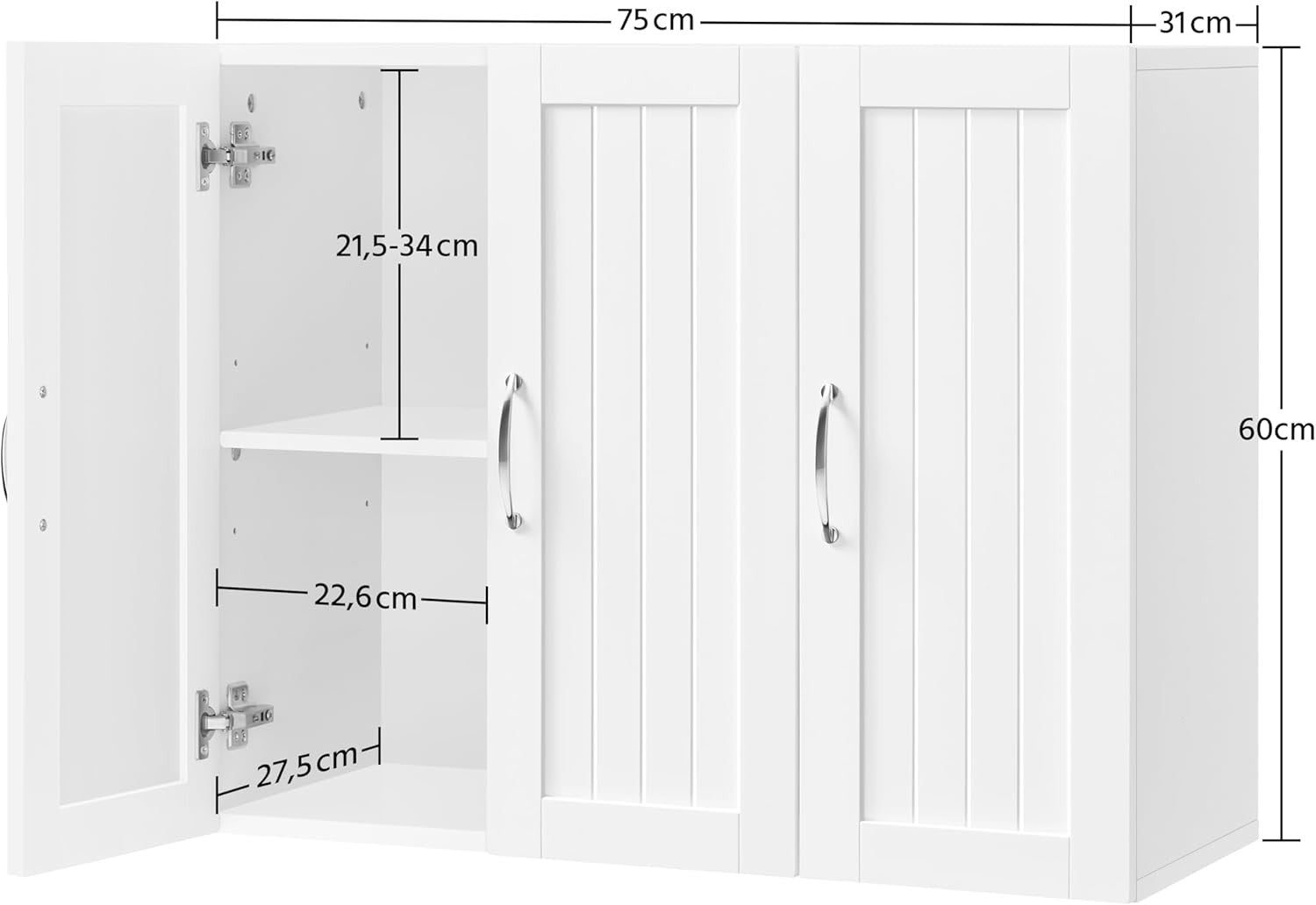 3 Door Wall Mounted Kitchen Bathroom Cabinet Storage Cupboard White