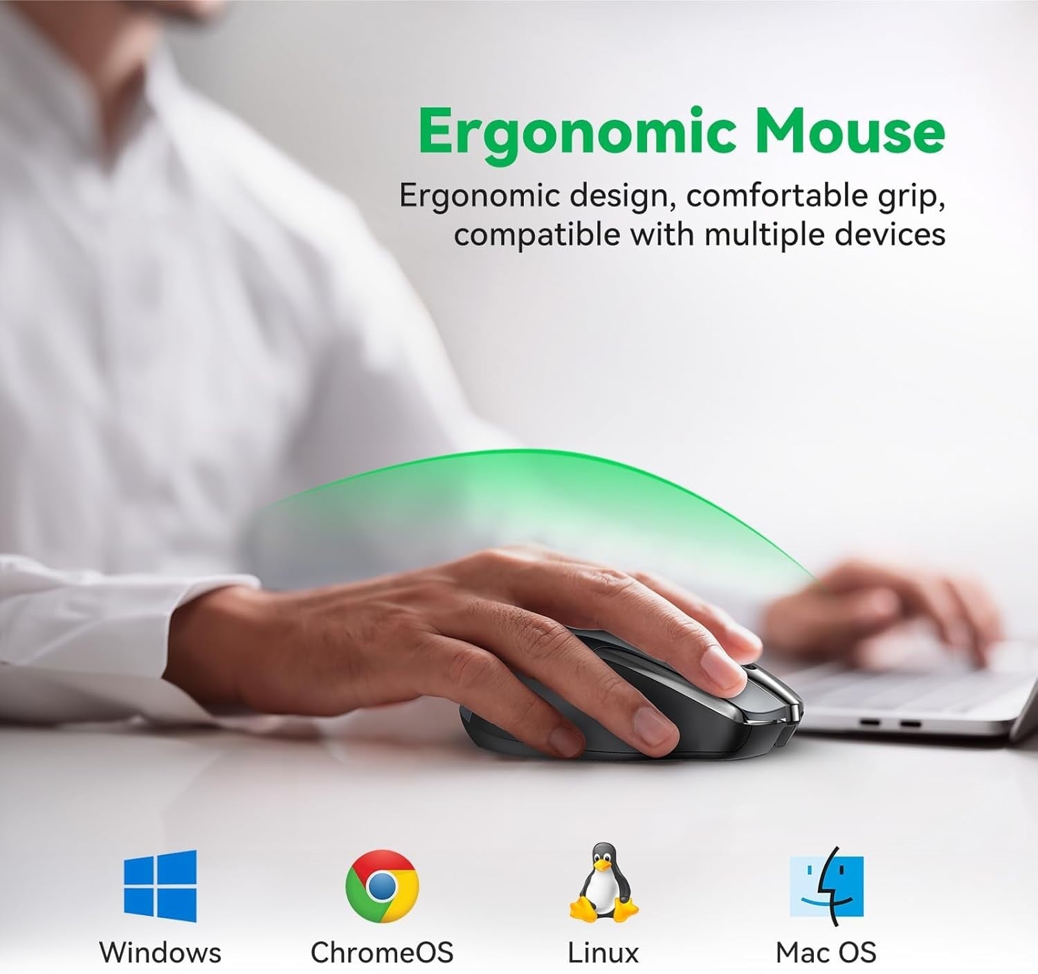Rechargeable Bluetooth Wireless Mouse Silent 4800 DPI Ergonomic Laptop PC