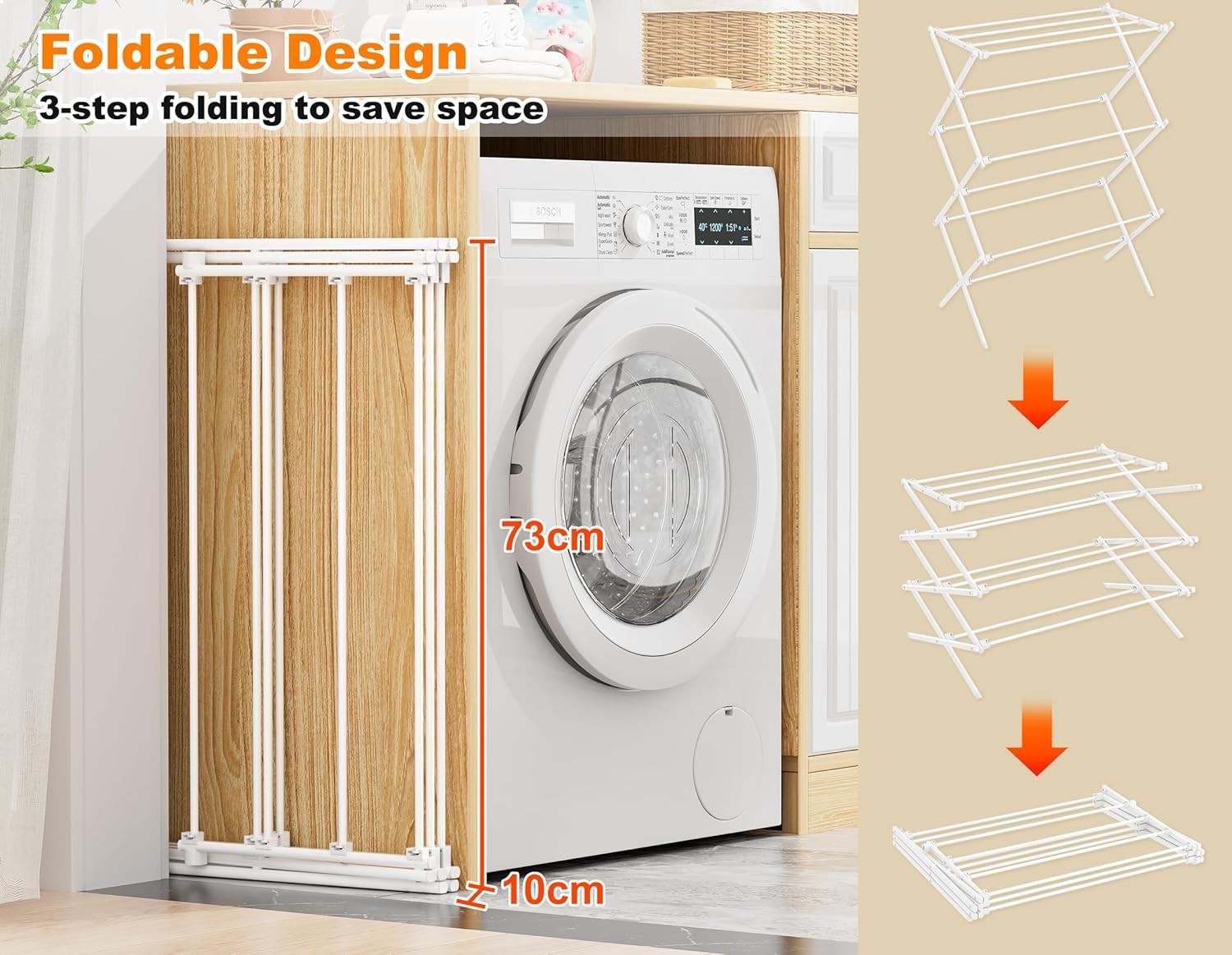 3 Tier Foldable Clothes Airer Heavy Laundry Drying Rack Indoor Outdoor