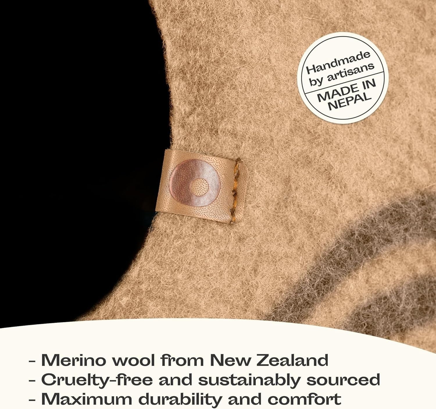 Large Felt Cat Cave Bed Handmade Merino Wool Indoor Cat House Beige