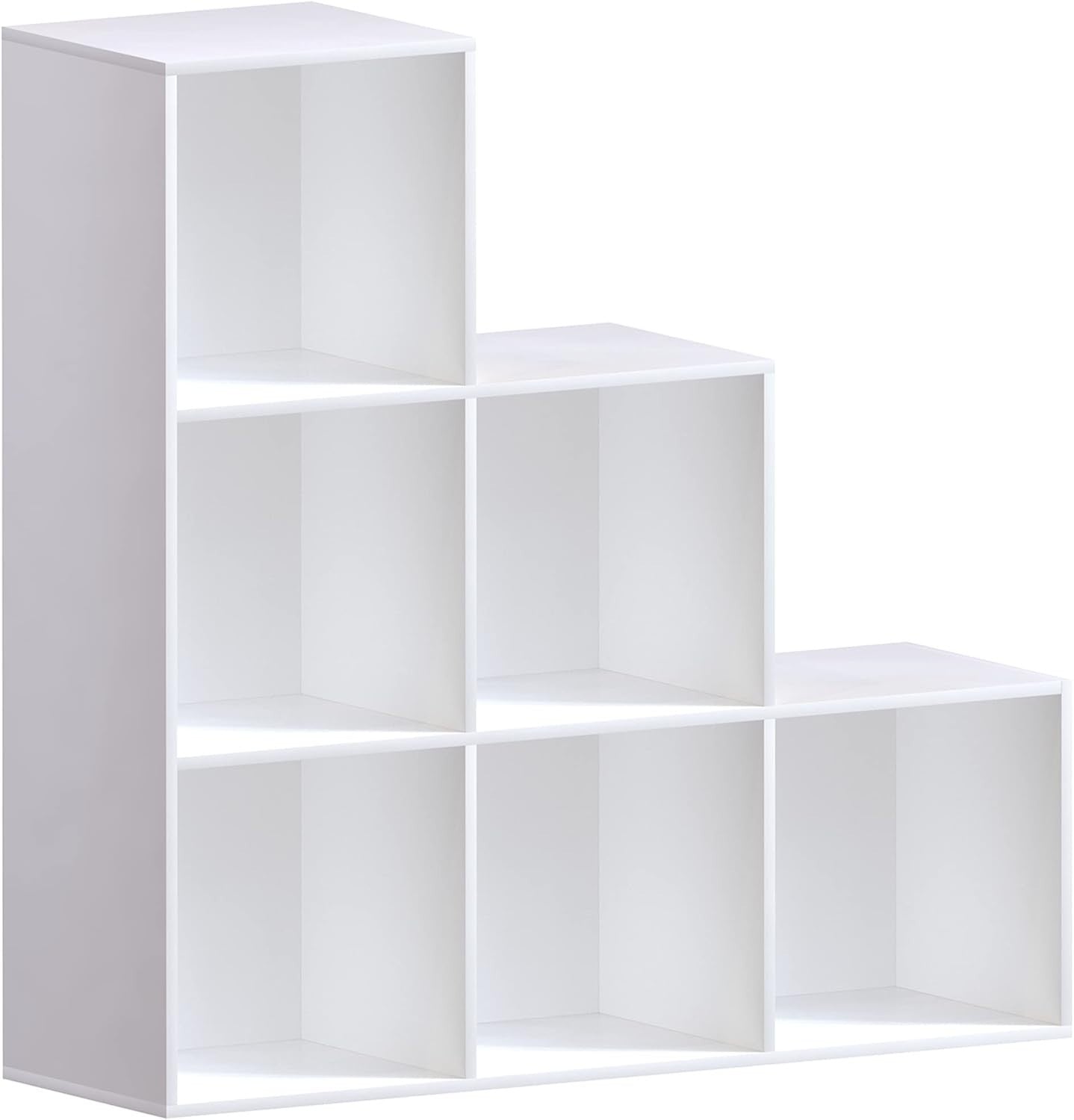 6 Cube White Staircase Storage Shelf Modern Space-Saving Organizer