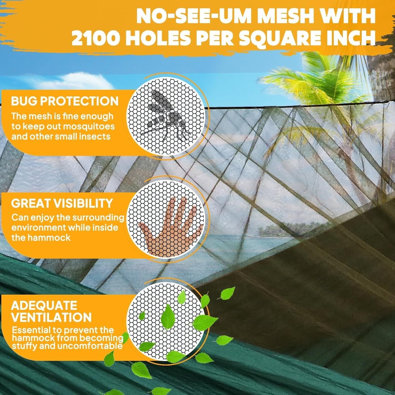 Camping Hammock with Mosquito Net | 290x140cm - 300kg Capacity - Complete Kit