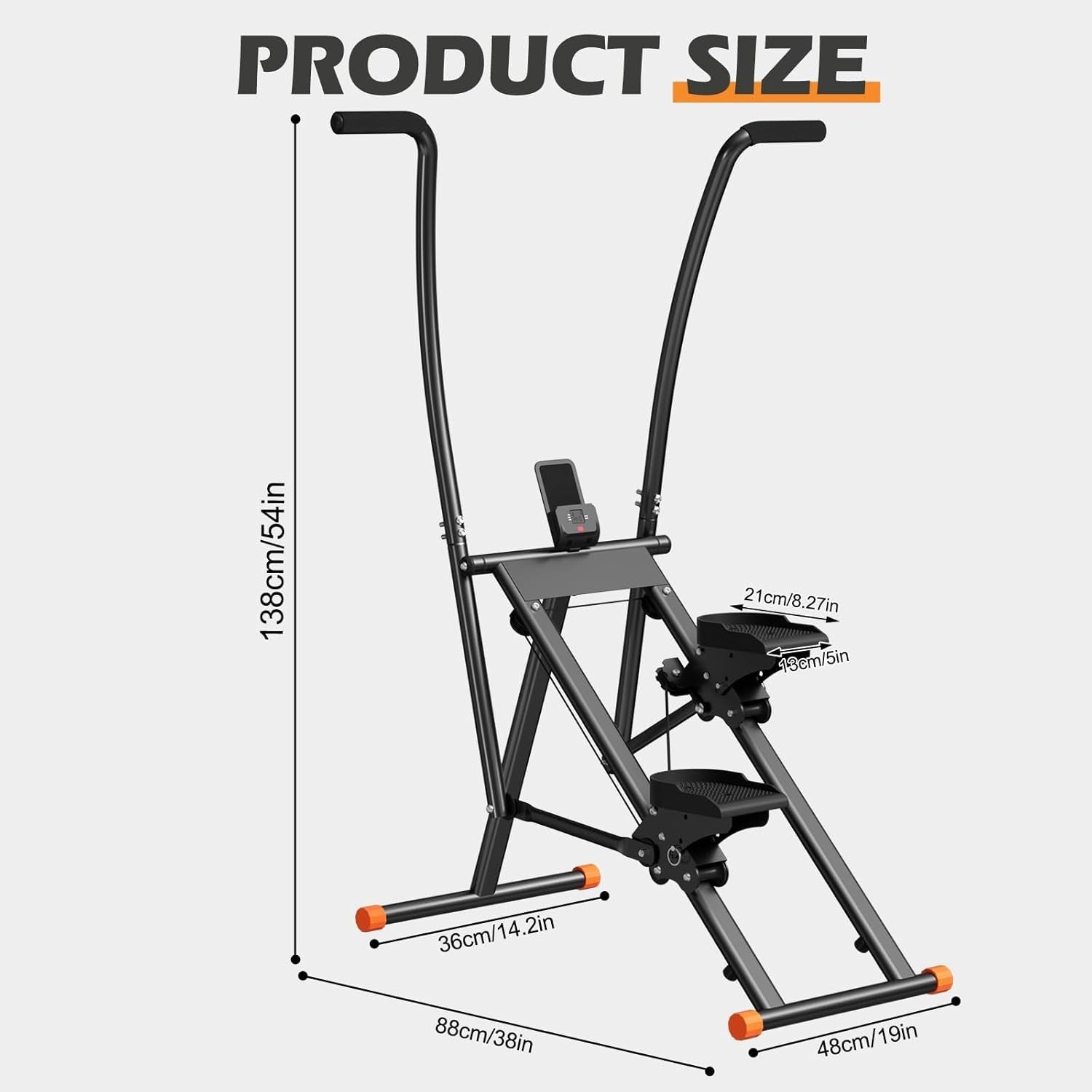 Vertical Climber Machine, Compact Foldable Stepper with LCD & Adjustable Pedals