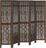 5 Panel Dark Brown Wooden Room Divider 180x150cm Folding Privacy Screen Home