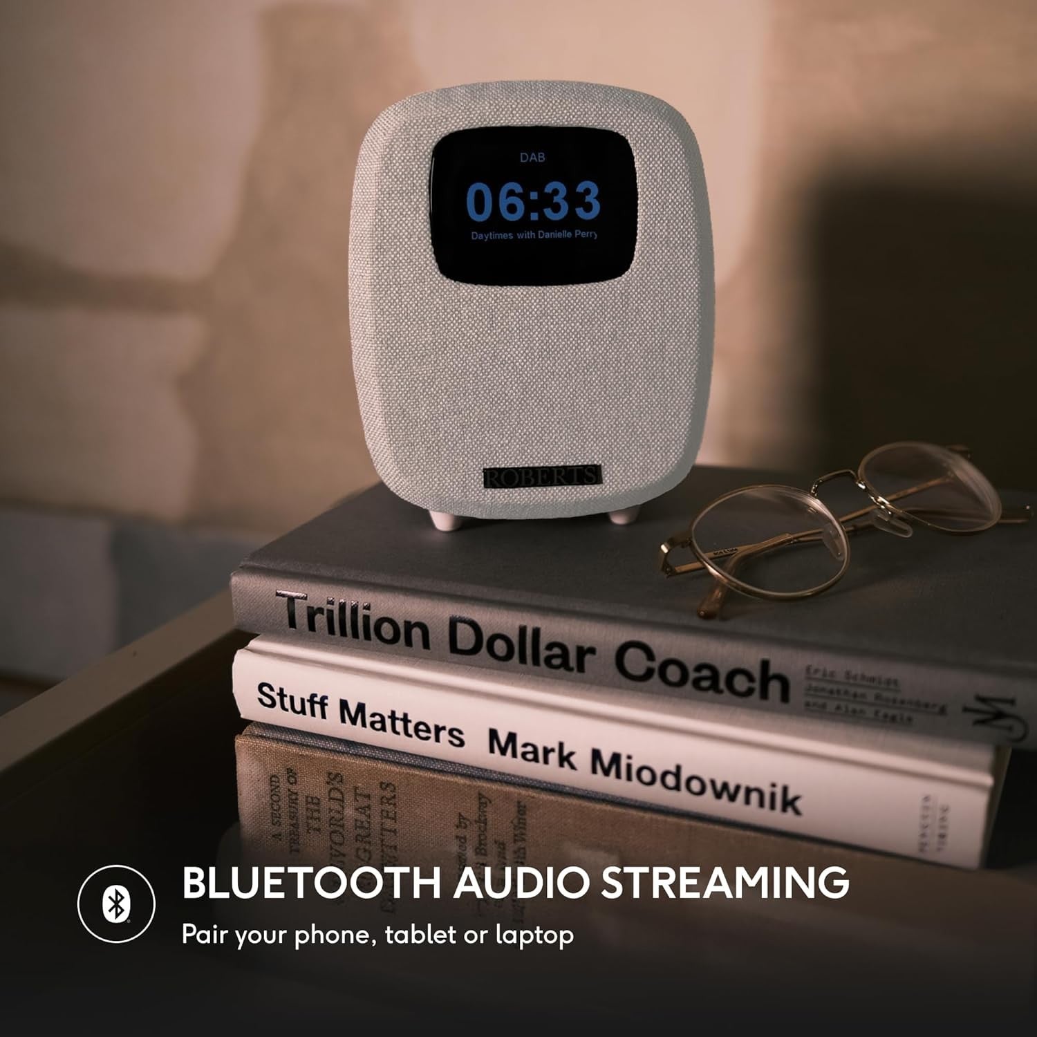 DAB Digital Clock Radio Bluetooth White Colour Display Dual Alarm Bedside