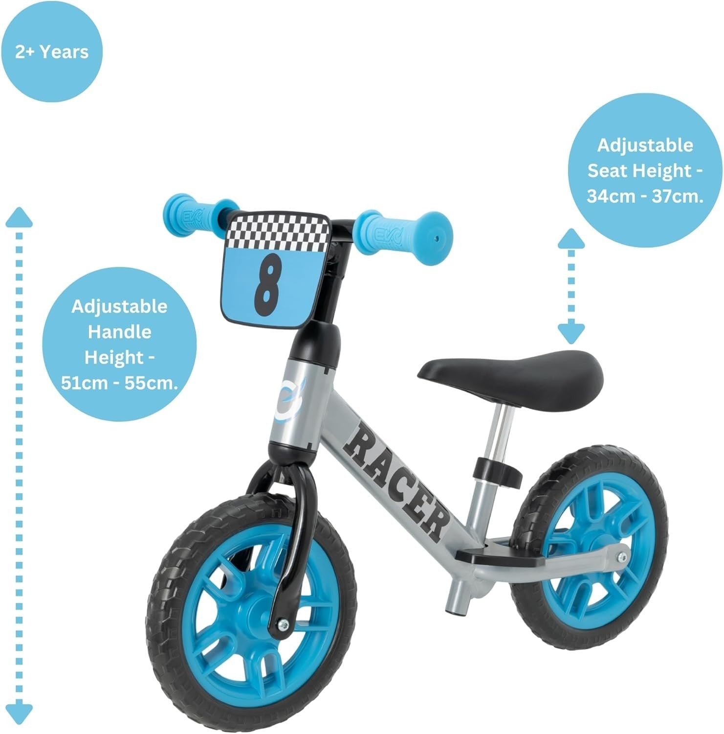 10" Kids Balance Bike Adjustable Seat Toddler Training Bicycle Blue