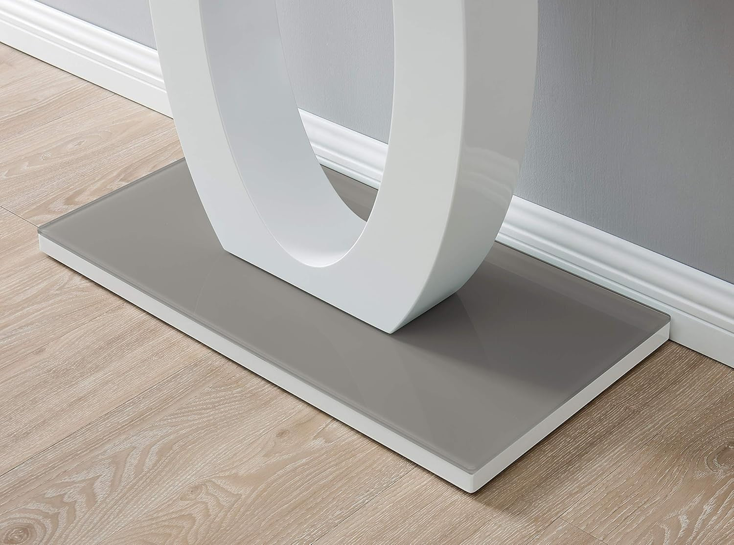 120cm Grey White Console Table – High Gloss Glass Top Modern Hallway Unit