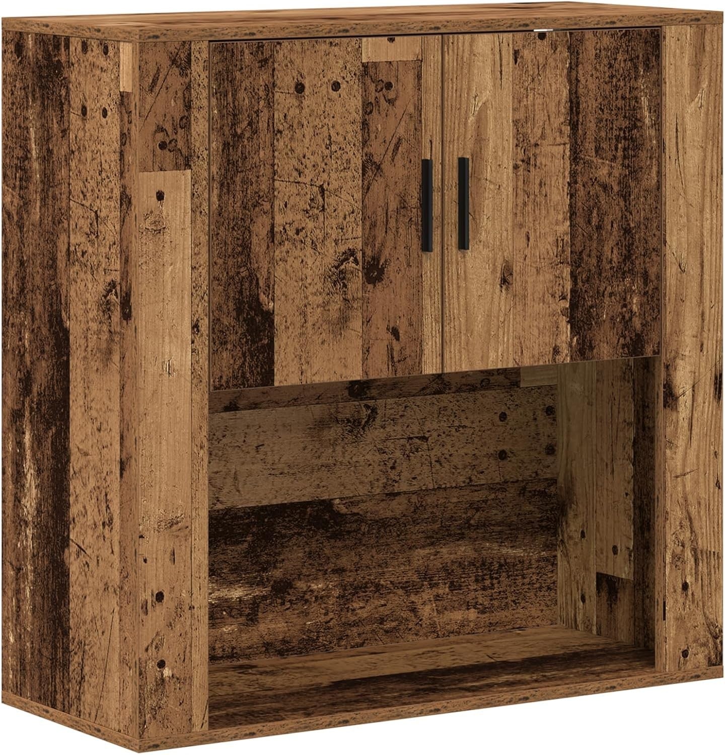 Rustic Reclaimed Wood Cabinet 2-Door Storage Unit for Bedroom & Living Room
