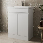 Modern White Gloss Vanity Unit 600mm Bathroom Sink Cabinet With Basin Storage