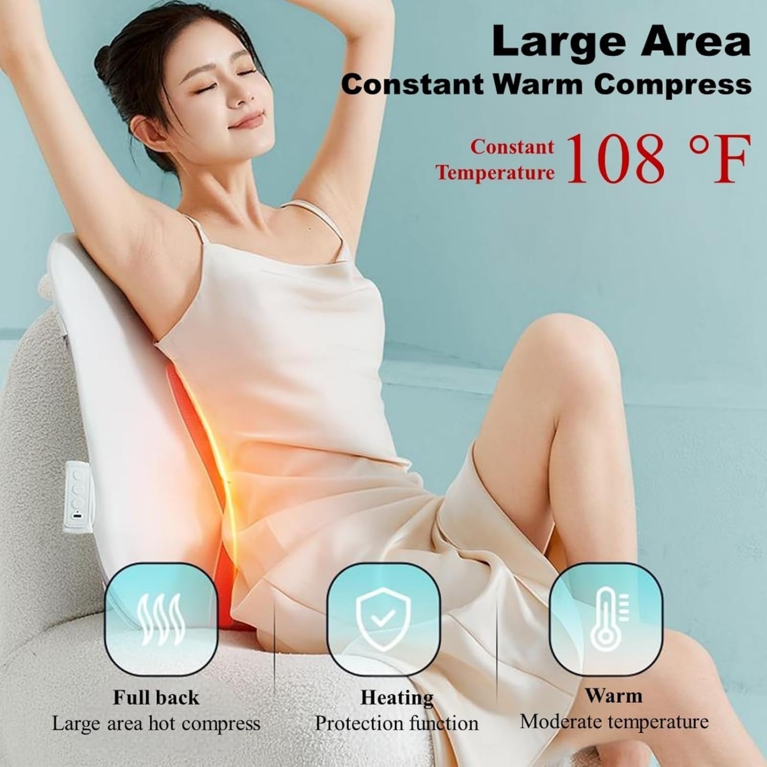 Heated Shiatsu Back Massager Pad Neck Waist Leg Full Body Pain Relief