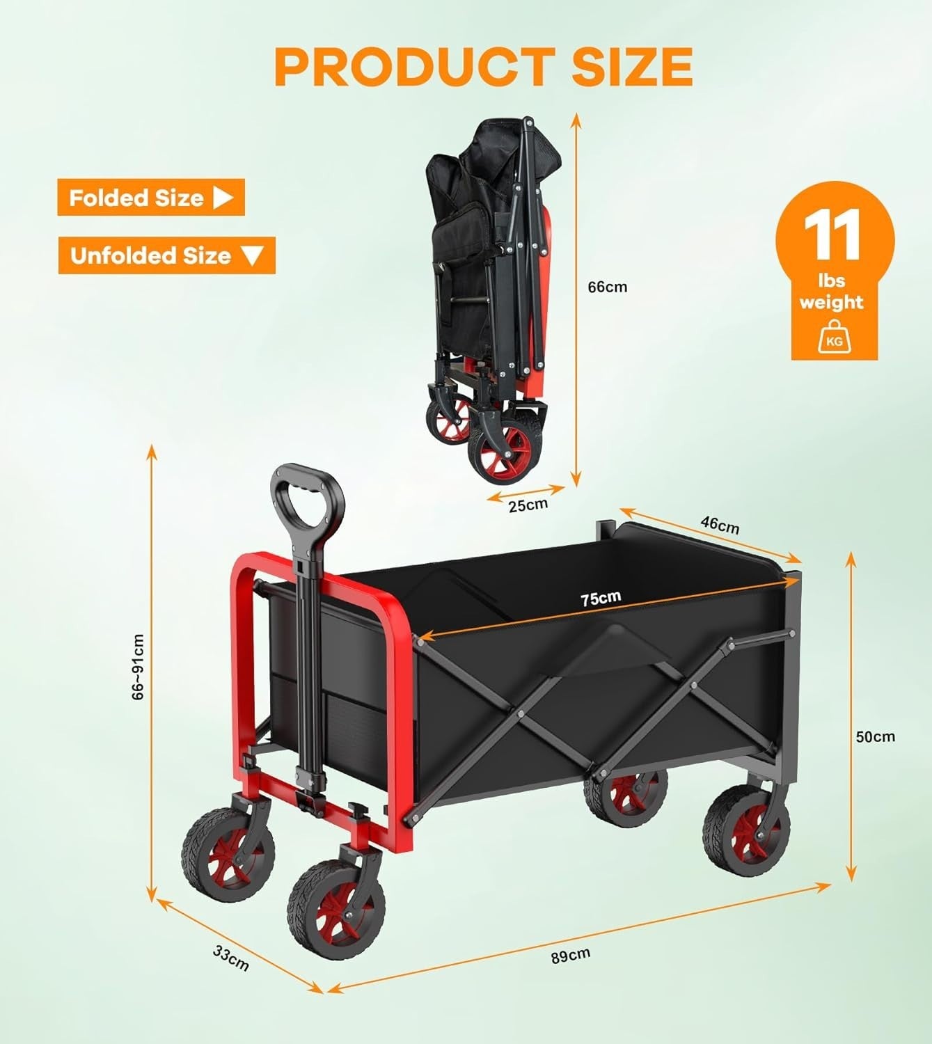 Black 200L Folding Camping Wagon Heavy Duty Festival Beach Garden Trolley 350lbs