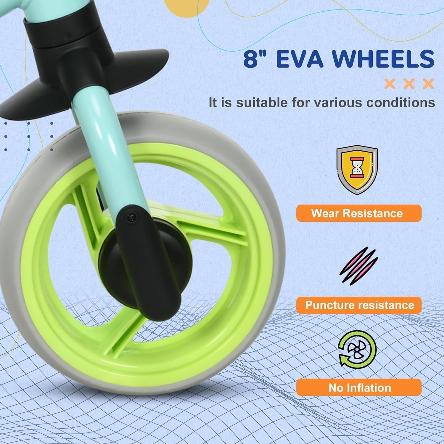 Baby Balance Bike 8 Inch Adjustable Seat Toddler Training Bike 18-48M