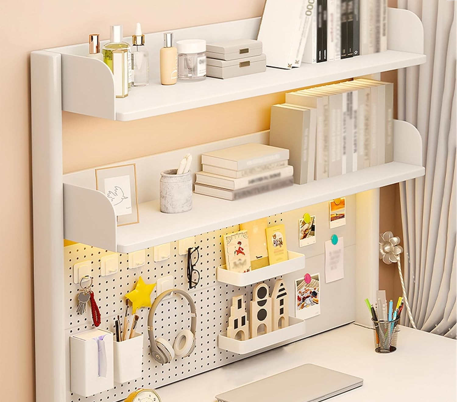 Adjustable Clamp-On Desk Organizer Shelf 2-Tier Desktop White