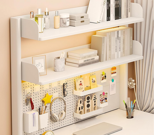 Adjustable Clamp-On Desk Organizer Shelf 2-Tier Desktop White