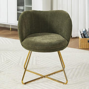 Chenille Accent Armchair Upholstered Barrel Tub Chair Green