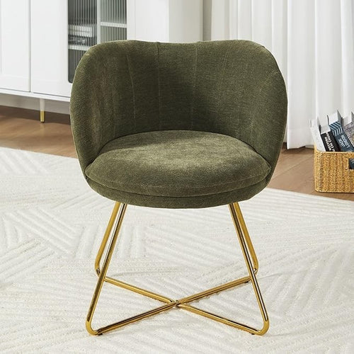 Chenille Accent Armchair Upholstered Barrel Tub Chair Green