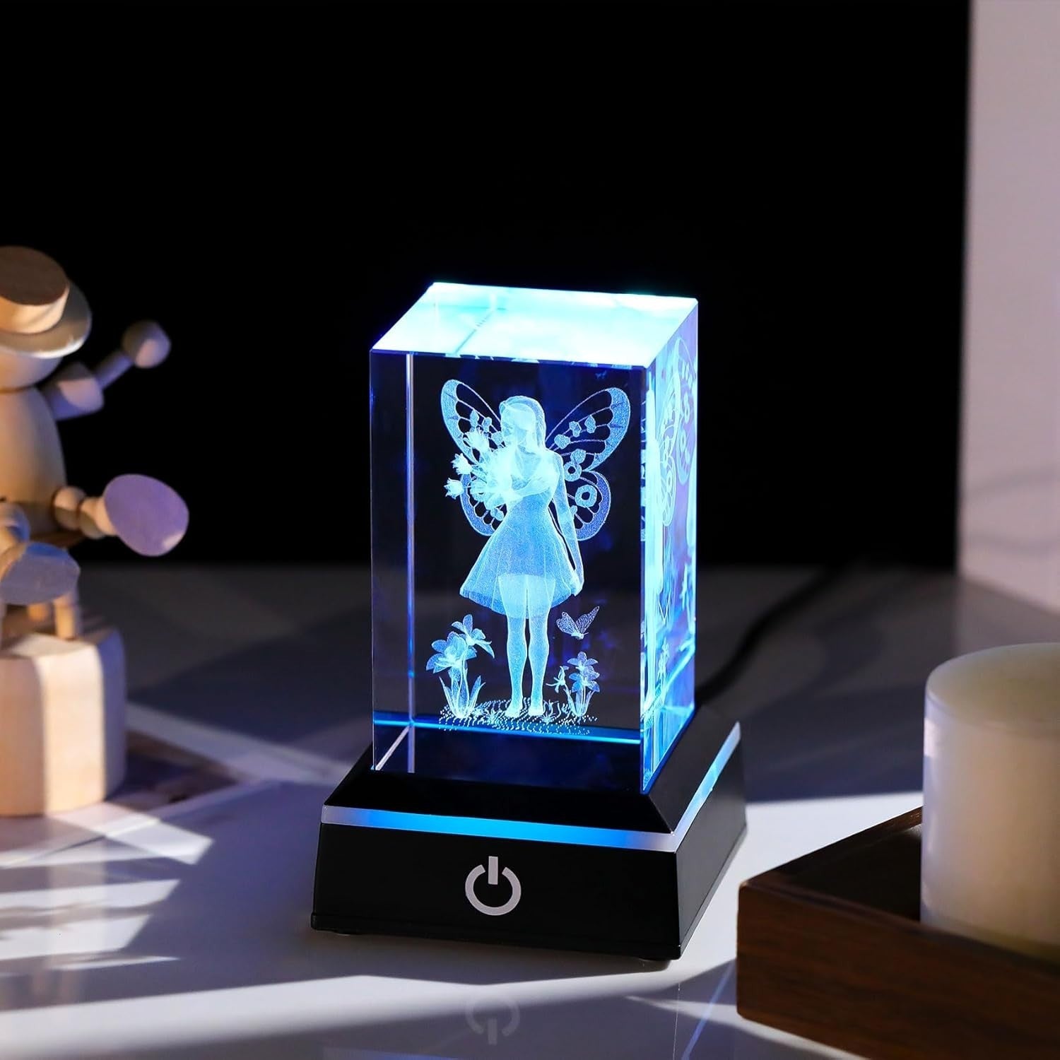 3D Crystal Fairy Ornament LED Light • Enchanted Glass Gift for Women & Girls