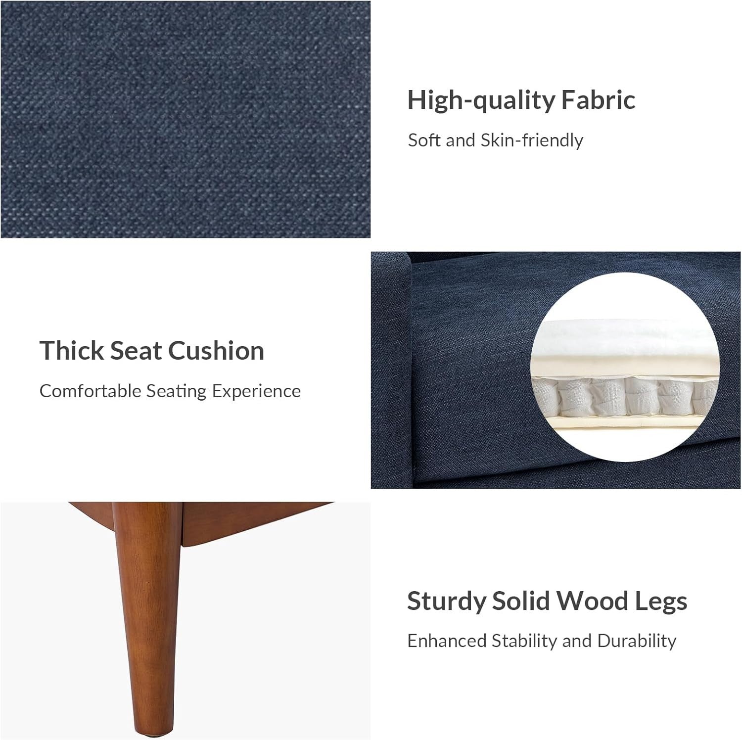 Navy Blue Accent Armchair Modern Lounge Chair for Living Room or Office