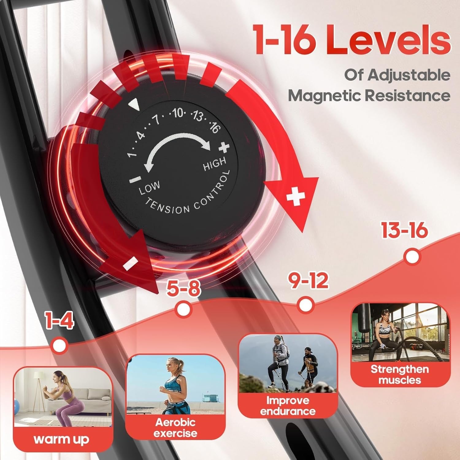 3-in-1 Folding Exercise Bike 16-Level Magnetic Resistance Quiet Home Cycle