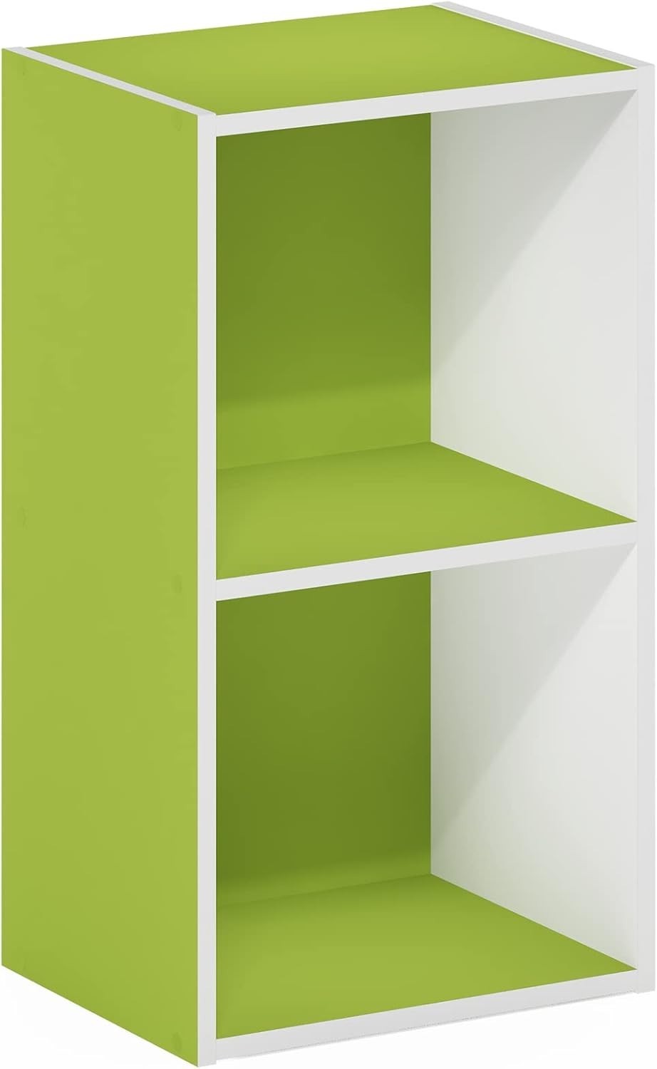 2Tier Green Wooden Bookcase Small Storage Shelf Compact Organizer Open Bookshelf