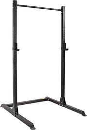 Half Power Rack Squat Cage Black with Pull Up Bar | Adjustable Home Gym