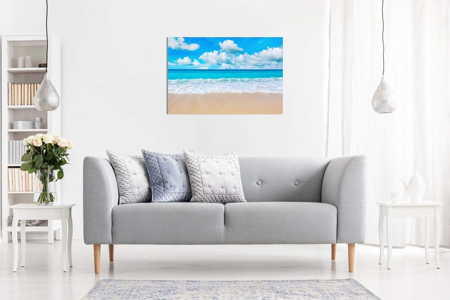 Beach Sand Sea Sky Canvas Wall Art Coastal Ocean Print Large 30x20