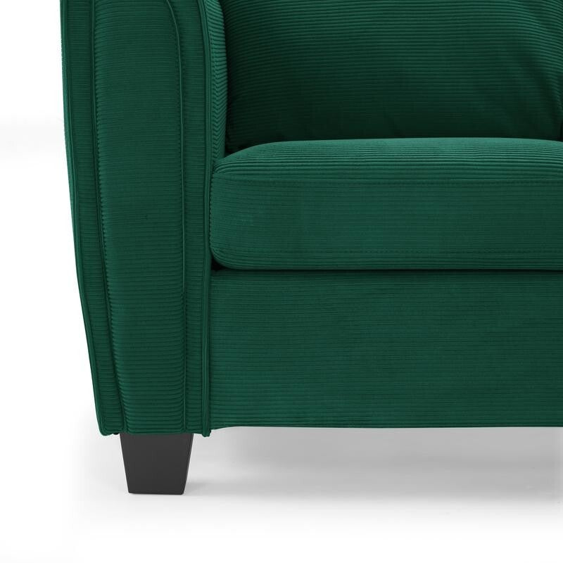 Green Cord 3 Seater Sofa with Chaise Reversible Corner Couch UK