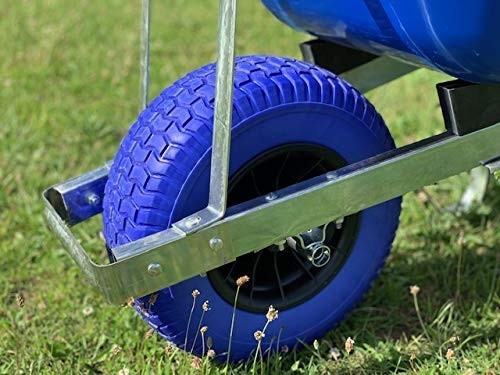 160L Blue Wheelbarrow – Alloy Steel Frame Puncture Proof Wide Tyre Heavy Duty