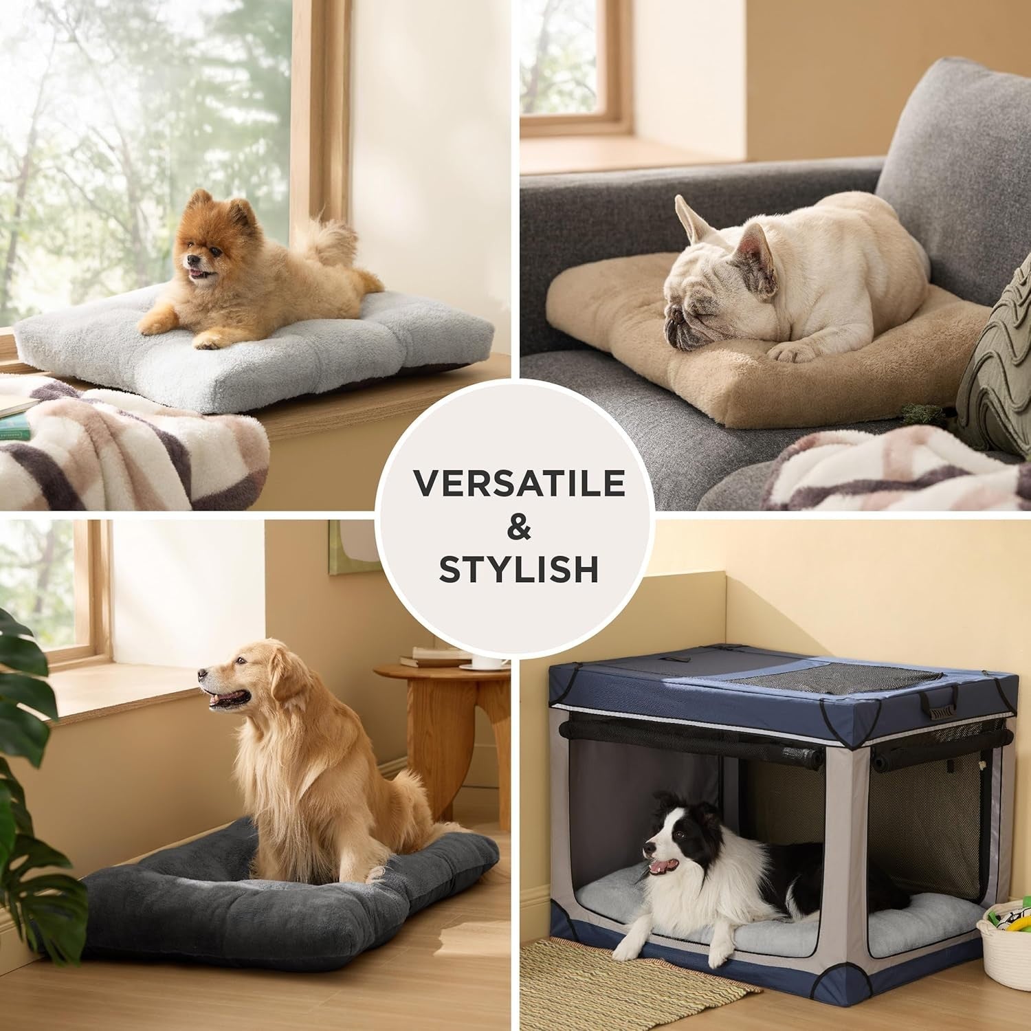 XL Dog Crate Bed 104x69cm Washable Calming Mattress Light Grey